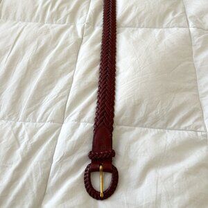 Ralph Lauren Women's Brown Leather Braided Belt, Size Small, New With Tags